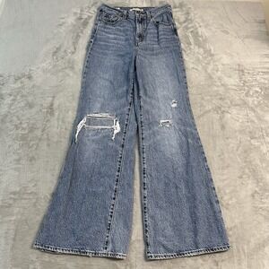 Levi's Premium High Loose Flare Jeans Womens 25x32 Blue Distressed Wide Leg